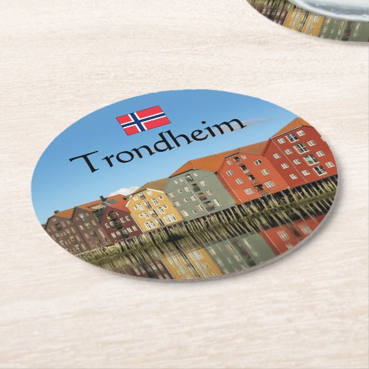 Trondheim Norwegen Souvenir Runder Pappuntersetzer (Angewinkelt)