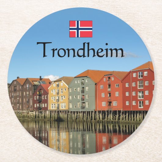 Trondheim Norwegen Souvenir Runder Pappuntersetzer (Vorderseite)