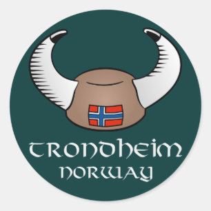 Trondheim Norwegen Viking Hat Runder Aufkleber