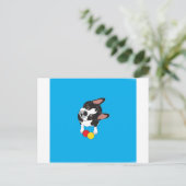 Trooper der Boston Terrier Postkarte (Stehend Vorderseite)