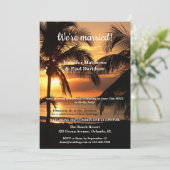 Tropcial Beach Wedding Empfang Foto Einladung (Stehend Vorderseite)