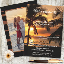 Tropcial Beach Wedding Empfang Foto Einladung