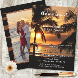 Tropcial Beach Wedding Empfang Foto Einladung