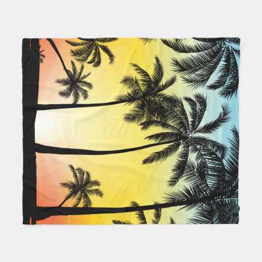 Tropenbäume im Sommer Fleecedecke (Vorderseite (Horizontal))