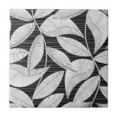 Tropenblatt schwarz-weiß fliese (Vorderseite)