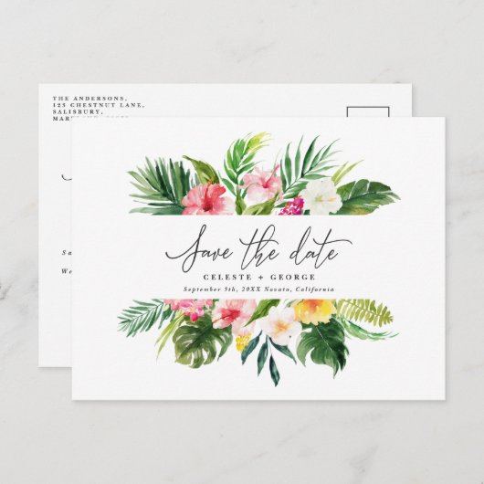 Tropenblättrige Schrift Ankündigungspostkarte (Vorne/Hinten)