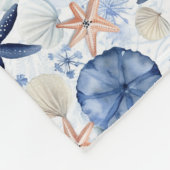 Tropenblau-weiß Wasserfarbenmuster Fleecedecke (Ecke)