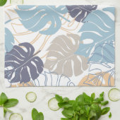 Tropenblaue und gelbe Blattmuster Geschirrtuch (Gefaltet)