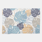 Tropenblaue und gelbe Blattmuster Geschirrtuch (Horizontal)