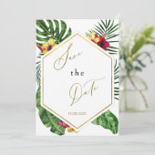 Tropenblumenkarte Save the Date (Stehend Vorderseite)