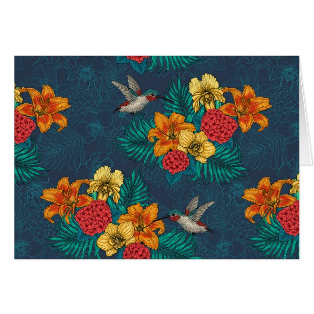 Tropenbuket und Kolibris (Vorderseite (Horizontal))