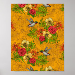 Tropenbuket und Kolibris 2 Poster