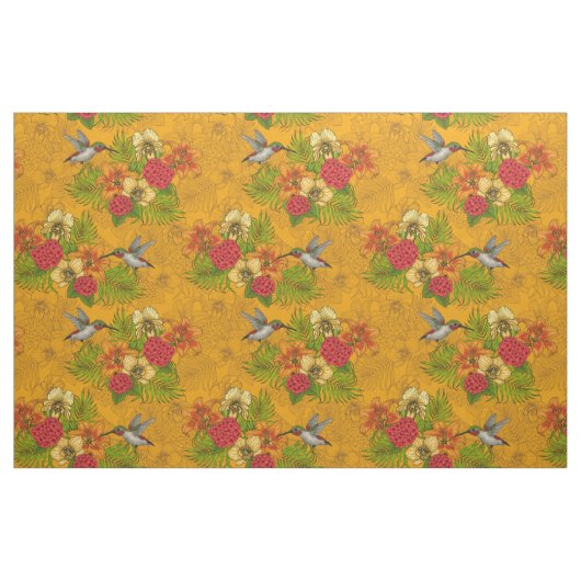 Tropenbuket und Kolibris 2 Stoff (Fat Quarter (45,7 x 55,9 cm))