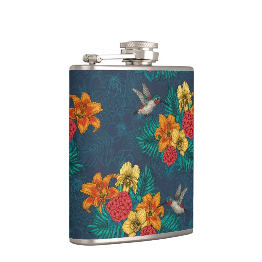 Tropenbuket und Kolibris Flachmann (Rechts)