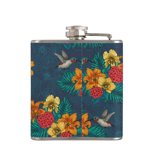 Tropenbuket und Kolibris Flachmann (Rückseite)