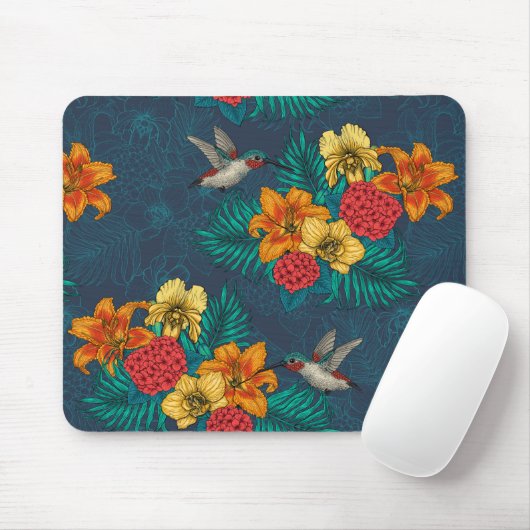 Tropenbuket und Kolibris Mousepad (Mit Mouse)