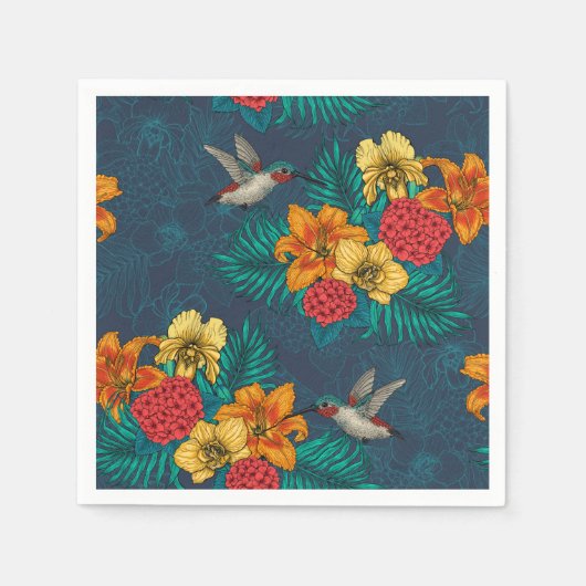 Tropenbuket und Kolibris Serviette (Vorderseite)