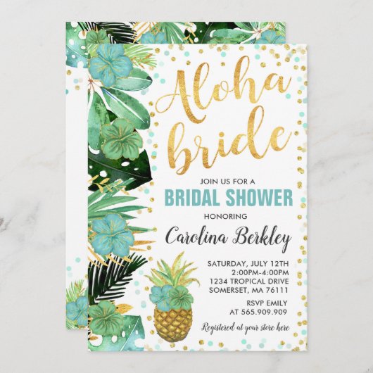 Tropenfarben-Brautparty-Karte Einladung (Vorne/Hinten)