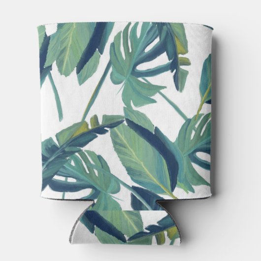 Tropenfarben-Palm-Blätter, Muster monogramm Dosenkühler (Rückseite)