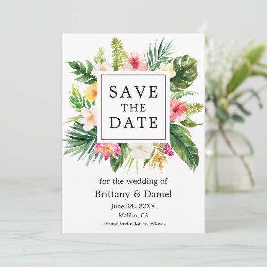 Tropenfarben-Save the Date-Karte Save The Date (Stehend Vorderseite)