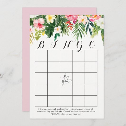 Tropenfarbene Blume Dusche Bingo Karten (Vorne/Hinten)