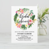 Tropenfarbene Blume Kräne Brautparty Einladung (Stehend Vorderseite)