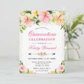 Tropenfarbene Blume Quinceanera Einladung (Stehend Vorderseite)