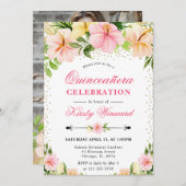 Tropenfarbene Blume Quinceanera Einladung (Vorne/Hinten)