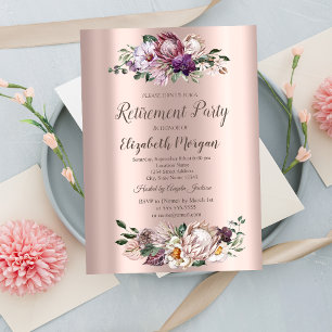 Tropenfarbene Blume, Rose-Gold-Rente Einladung