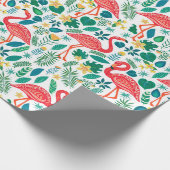 Tropenfarbene Flamingos-Blume Geschenkpapier (Ecke)