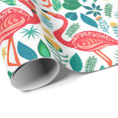 Tropenfarbene Flamingos-Blume Geschenkpapier (Rolleneckpunkt)