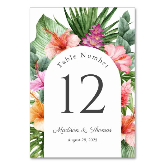 Tropenfarbene Wasserfarben Tischnummer (Vorderseite)