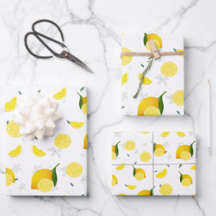 Tropenfarbene Zitrusfrüchte SOMMER Orangenlemon Sl Geschenkpapier Set