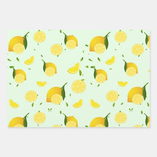 Tropenfarbene Zitrusfrüchte SOMMER Orangenlemon Sl Geschenkpapier Set (Vorderseite 3)