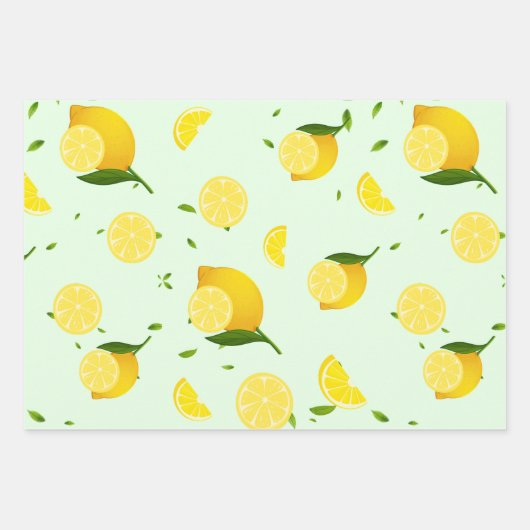 Tropenfarbene Zitrusfrüchte SOMMER Orangenlemon Sl Geschenkpapier Set (Vorderseite 2)