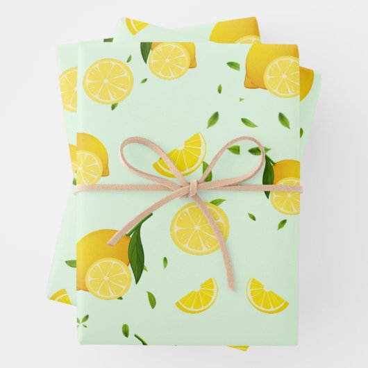 Tropenfarbene Zitrusfrüchte SOMMER Orangenlemon Sl Geschenkpapier Set (Beispiel)