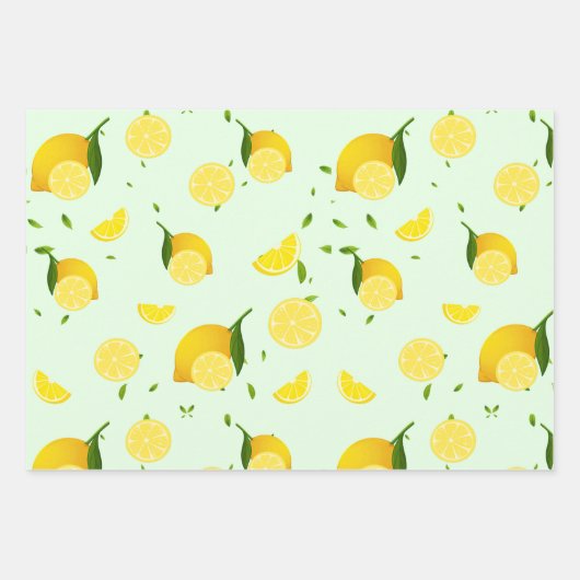 Tropenfarbene Zitrusfrüchte SOMMER Orangenlemon Sl Geschenkpapier Set (Vorderseite)