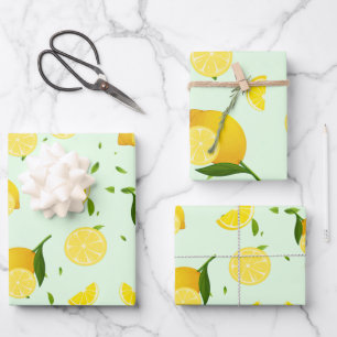 Tropenfarbene Zitrusfrüchte SOMMER Orangenlemon Sl Geschenkpapier Set