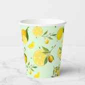 Tropenfarbene Zitrusfrüchte SOMMER Orangenlemon Sl Pappbecher (Rückseite)