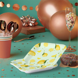 Tropenfarbene Zitrusfrüchte SOMMER Orangenlemon Sl Pappteller