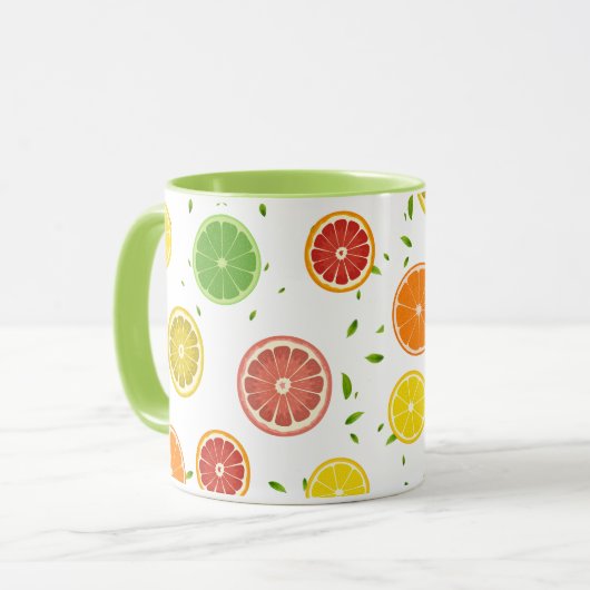 Tropenfarbene Zitrusfrüchte SOMMER Orangenlemon Sl Tasse (Vorderseite Links)