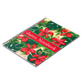 Tropenfarbener Dschungel Hibiskus rot und grün Notizblock (Linke Seite)