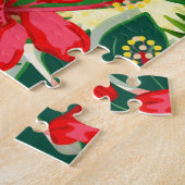 Tropenfarbener Dschungel Hibiskus rot und grün Puzzle (Seite)
