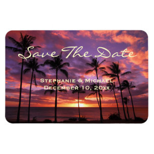 Tropenfarbener Sonnenuntergang "Save the Date" Mag Magnet