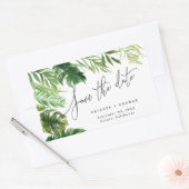 Tropenfarbenes Blattblumen Save the Date Rechteckiger Aufkleber (Umschlag)