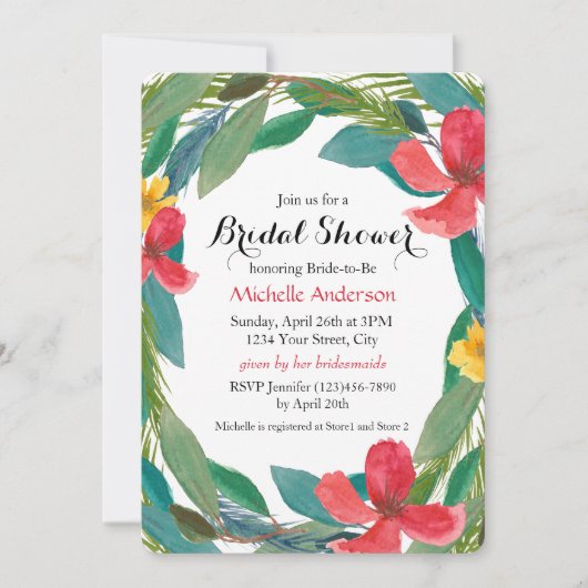 Tropenfarbenes Brautparty Einladung (Vorderseite)