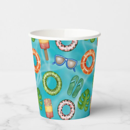 Tropenfarbenes Party des Pools Pappbecher (Links)