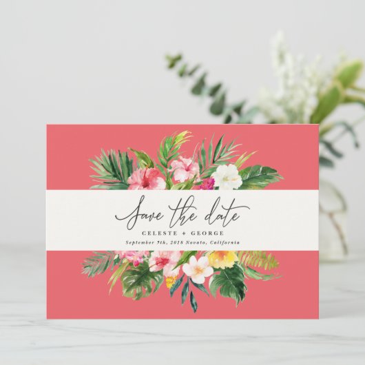 Tropenfarbenflora Save the Date (Stehend Vorderseite)