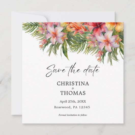 Tropenfarbenflora Save the Date (Vorderseite)