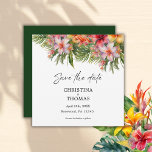 Tropenfarbenflora Save the Date<br><div class="desc">Feiern Sie Ihren besonderen Tag in tropischer Eleganz mit unseren atemberaubenden tropischen Blume Hochzeit in Wasserfarbe speichern Sie das Datum. Diese wunderschön gestaltete Karte besticht durch lebhafte und exotische tropische Blüten, die in sanften Pastelltönen gemalt werden. Sie schafft eine romantische und skurrile Atmosphäre für Ihre Gäste. Verwenden Sie die Tools...</div>